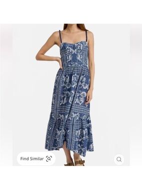 jacquie the label oaklynn blue seashell print maxi summer sun dress size m